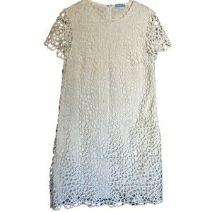 J. McLaughlin Dress Womens Size XS White Lace Cut Out Lined Short Sleeve